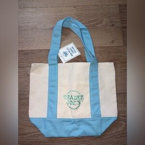 trader joes mini tote blue